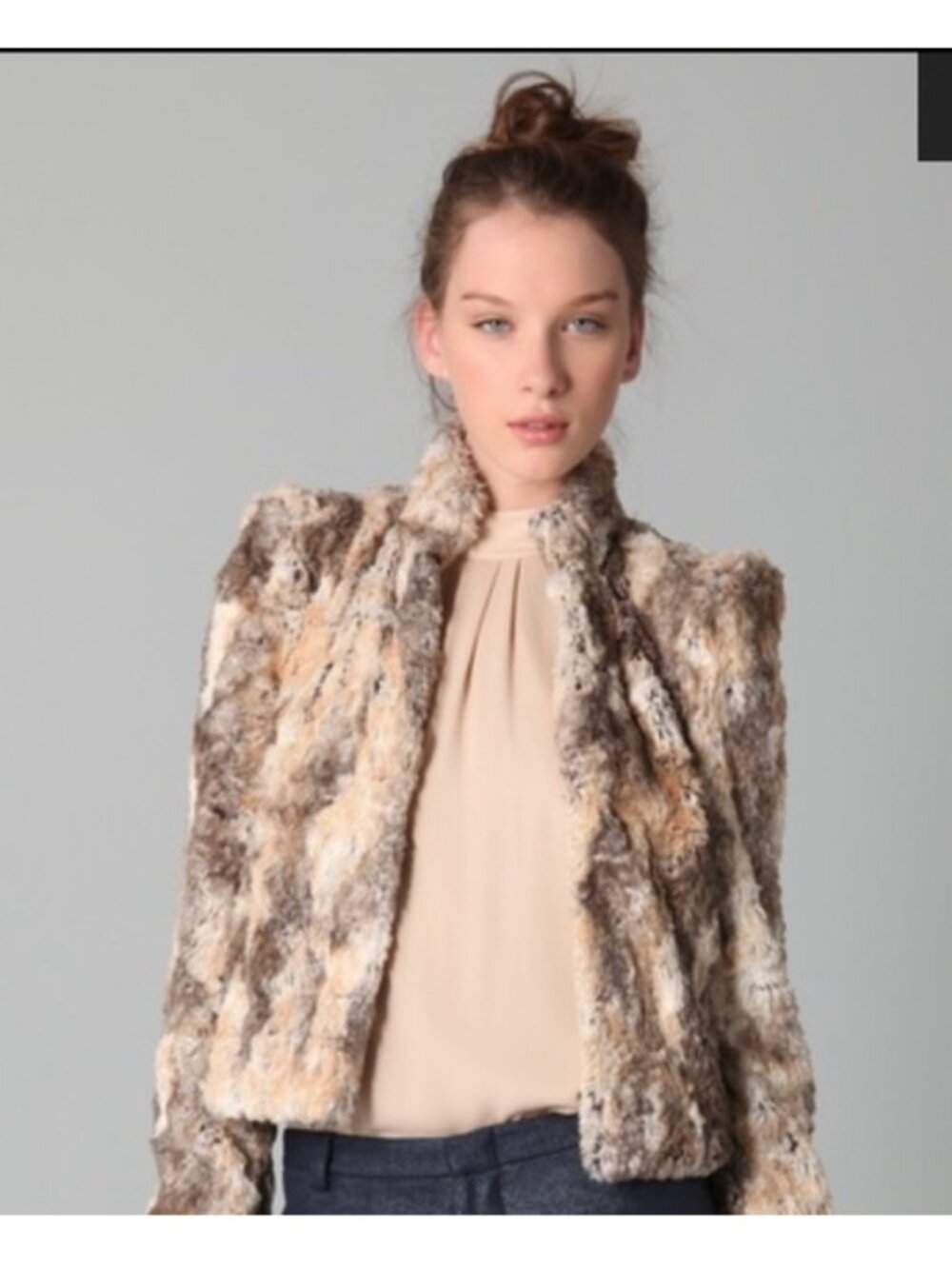 Alice + Oliva Fall Animal Faux Fur Jacket Coat Mobwide Open Front Chic XS